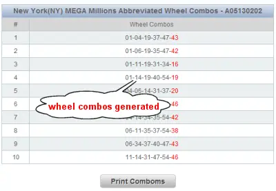 Massachusetts Powerball Lotto Wheels Sample Results